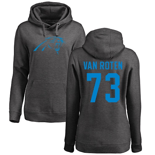 Carolina Panthers Ash Women Greg Van Roten One Color NFL Football 73 Pullover Hoodie Sweatshirts